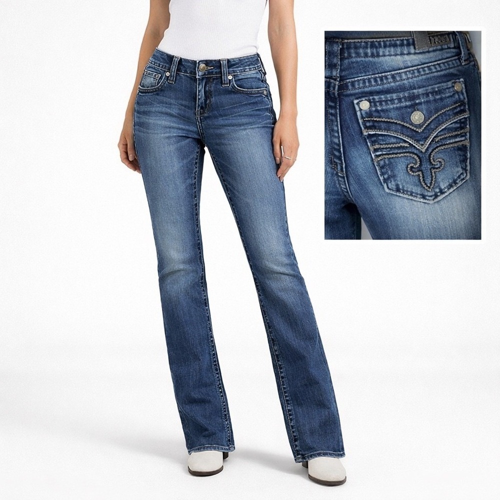 Rock Revival Julee Boot Jeans 28 Medium Wash Stretch‎ Western Cowgirl Y2K